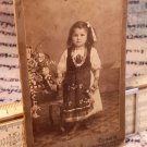 1890s Antique Photograph  - Little Girl in a Folk Costume - Ink Dip Pen Written