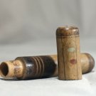 Antique Victorian Treen - Vintage Wooden Needle Case - 19th c Treen Hand Painted