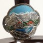 Vintage WALKING STICK BADGE - Swiss Italy Alps Pass - Mountain Hiking Souvenir