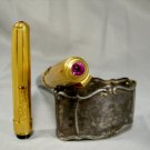 Vintage FOUNTAIN PEN & Propelling Pencil Set - ROLLED GOLD & JEWELS Inlaid + Box