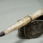 Vintage Ballpoint Pen - Cream Ivory Marbled Plastic/Celluloid Barrel - Brass Tip