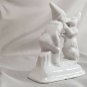 Rabbit Kissing Harlequin Figurines - Circus Scene - Vtg Porcelain Home Decor 50s