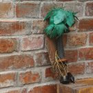 Vintage Night Wall Lamp - Hand Knited Palm - Wooden Base - Bakelite Lazy Switch