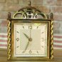 Vintage ALARM CLOCK - Hand Painted Enamel/Porcelain, Flower Motif, Massive Brass