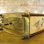 Vintage ALARM CLOCK - Hand Painted Enamel/Porcelain, Flower Motif, Massive Brass