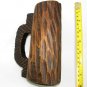 Vintage Wooden Hand Carved Cup - Pen Pencil Holder w/ Handle "b" Letter Logo :)