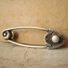 Vintage Handmage Brooch - Retro Costume Jewelry - Silver Fish Shape Design