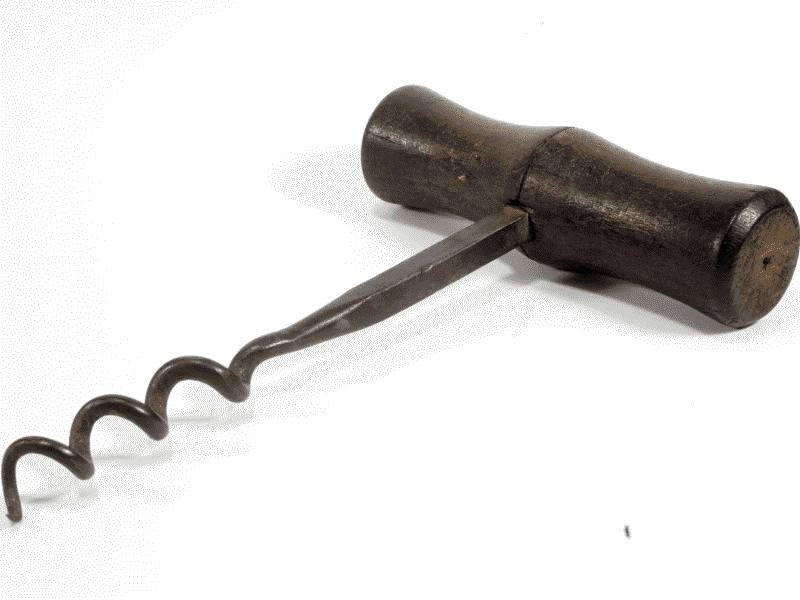 CORKSCREW - Tirebouchon - Wine BOTTLE OPENER - Wooden Handle Forged IRON England