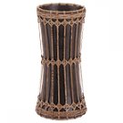 Rattan And Mango Wood Hourglass-Shaped Vase