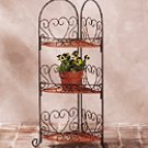 Metal And Rattan Corner Shelf