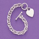 Sterling Silver Link Bracelet With Heart Pendant