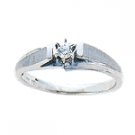 14K White Satin Gold Diamond Ring