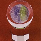 Etched Glass Block Paperweight - Globe