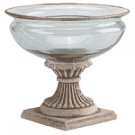 Glass Fruit Bowl On Alabastrite Stone-Finished Base