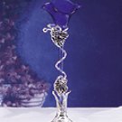 Blue Lily Vase With Silver-Plated Base