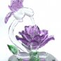 Glass Sculpture Hummingbird With Flower