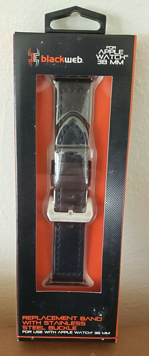 Blackweb Apple Watch 38 MM Replacement Band Black Leather