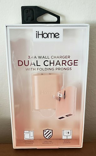 iHome 3.4A Wall Charger Dual Charge with Folding Prongs