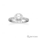 Rhodium Plated Halo CZ Ring