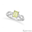 Rhodium Plated Peridot and White Topaz Ring