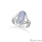 Rhodium Plated Blue Lace Agate Ring