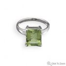 Rhodium Plated Green Amethyst Ring