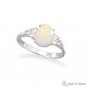 Rhodium Plated Australian Opal and White Topaz Ring