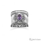 Handmade Oxidized Bali Style Amethyst Ring
