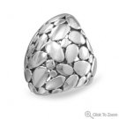 Rhodium Plated Brass Cobblestone Design Ring