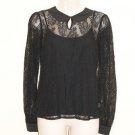 Black Lace Peter Pan Collar Ladies Blouse Top SIZE UK 14