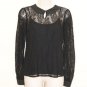 Black Lace Peter Pan Collar Ladies Blouse Top SIZE UK 14