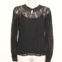 Black Lace Peter Pan Collar Ladies Blouse Top SIZE UK 14
