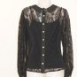 Black Lace Peter Pan Collar Ladies Blouse Top SIZE UK 14