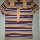 American Eagle Outfitters Stretch Polo Shirt M Striped Multicolor Single Pocket