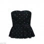 Abercrombie & Fitch Navy Smocked Strapless Bustier Top Green Polka Dot S