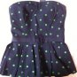 Abercrombie & Fitch Navy Smocked Strapless Bustier Top Green Polka Dot S