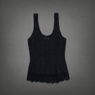 Abercrombie & Fitch Embroidered Boho Tank Top Navy Blue Lace L
