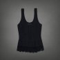 Abercrombie & Fitch Embroidered Boho Tank Top Navy Blue Lace L