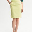 Banana Republic Pale Yellow Paisley Textured Pencil Skirt 10