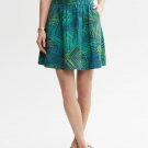 Banana Republic Linen Fern Print Mini Skirt Safari Blue Green Size 4