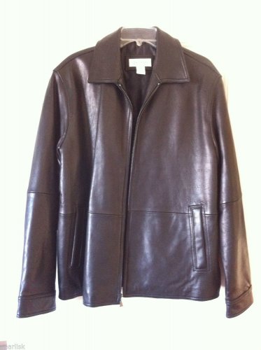 Calvin Klein 100% Genuine Leather Zip Coat Black Jacket Moto Style M Motorcycle