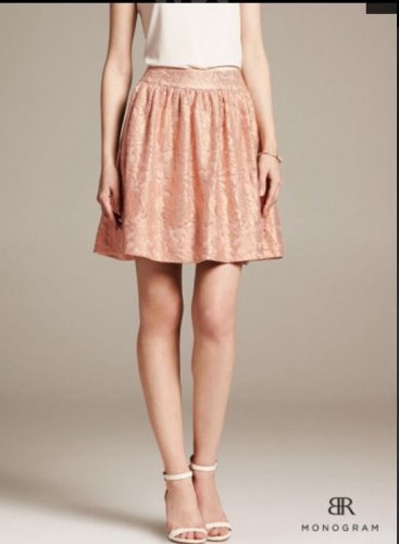 Banana Republic BR Monogram Full Metallic Lace Skirt Bronze 6