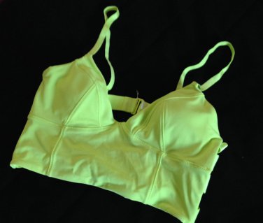 Victoria's Secret Beach Sexy Long Line Lemon Yellow Strappy Triangle Bikini Top S