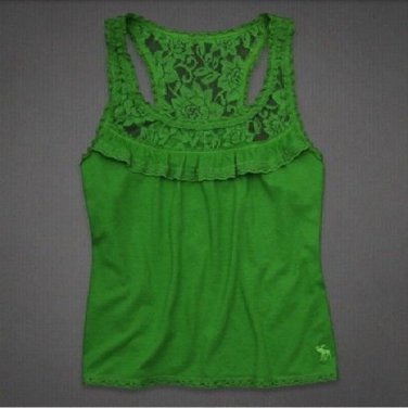 Abercrombie & Fitch Lace Trim Ruffle Racer Back Knit Top S
