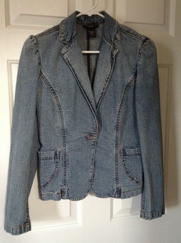 Express Jeans Stretch 3 / 4 Denim Jean Jacket Stone Wash
