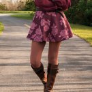 Abercrombie & Fitch BURGUNDY FLORAL Flirty Skater Skirt M