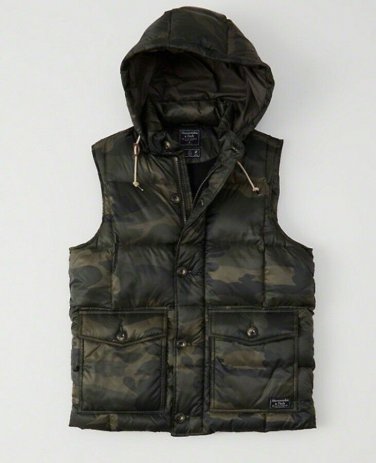 NWT Abercrombie & Fitch Camouflage Down Fill Puffer Vest XS