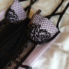 NWT Victoria's Secret Strapped Garter Slip Boned Bustier 36D Black Lace