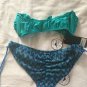 NWT Tyler Rose Bandeau Chevron Crochet Swim Set Small Blues Greens