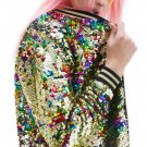 NWT Victoria's Secret LOVE PINK Floral Bling Sequin Varsity Bomber Jacket Ltd S